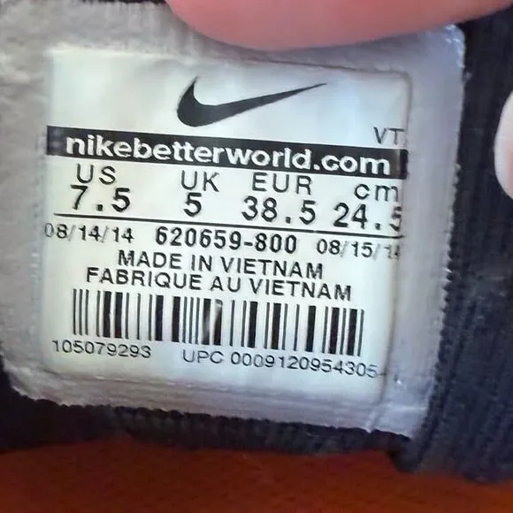 Womens Nike Flyknit Air Max Running Shoes Size 7.5 Pink Orange Black 620659-800 - Picture 7 of 7